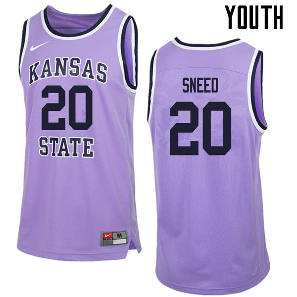 Youth #20 Xavier Sneed Kansas State Wildcats College Retro Basketball Jerseys Sale-Purple